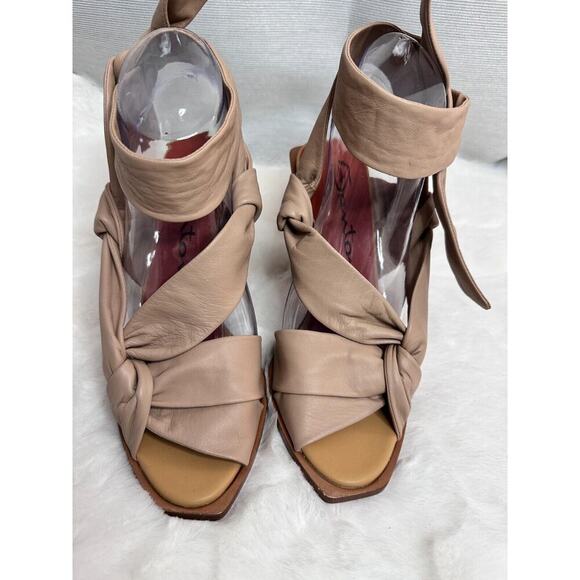 Santoni Tan Leather Straps Women's High Heel Sandal Pump Size UE 37 - Picture 5 of 16